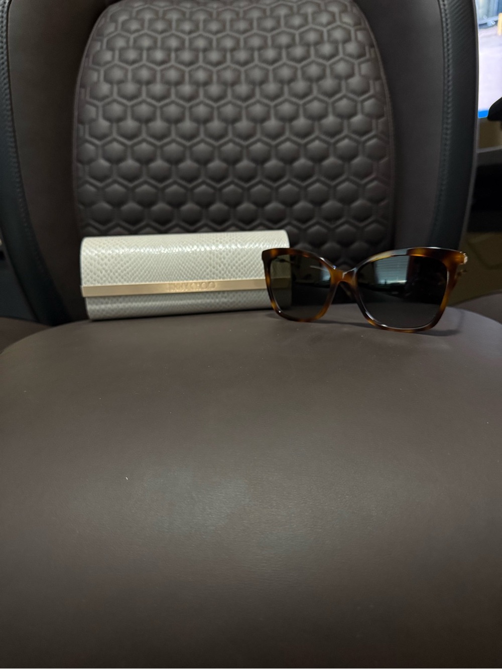 Jimmy Choo Tortoiseshell Cat-Eye Sunglasses with Cream Case